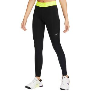 Nike Black Leggings with Bright Green Waistband